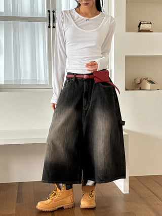 Letter Pocket Slim Leather Belt Bag