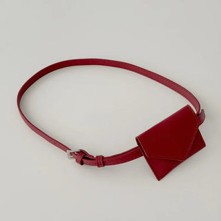 Letter Pocket Slim Leather Belt Bag