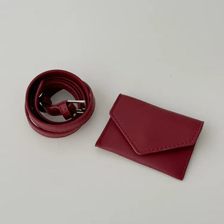 Letter Pocket Slim Leather Belt Bag