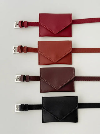 Letter Pocket Slim Leather Belt Bag