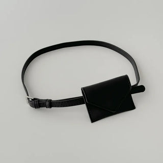 Letter Pocket Slim Leather Belt Bag