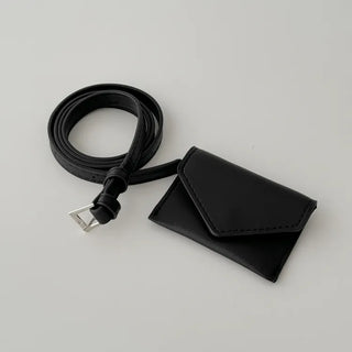 Letter Pocket Slim Leather Belt Bag