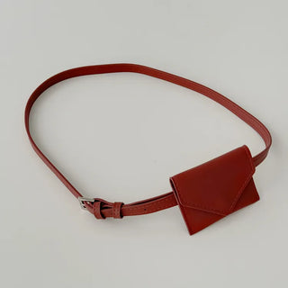 Letter Pocket Slim Leather Belt Bag