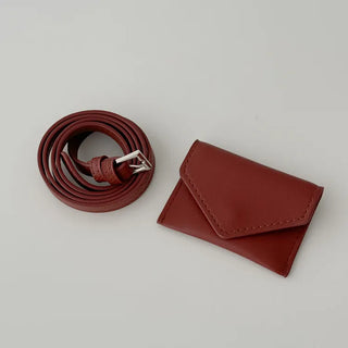 Letter Pocket Slim Leather Belt Bag