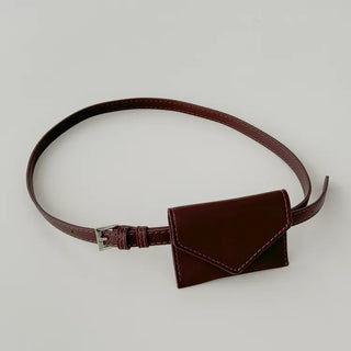 Letter Pocket Slim Leather Belt Bag