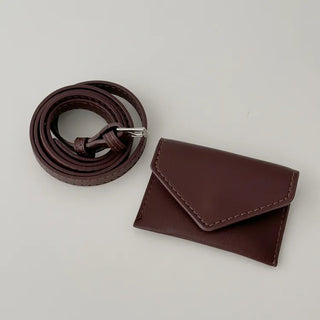 Letter Pocket Slim Leather Belt Bag