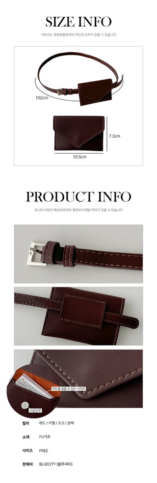 Letter Pocket Slim Leather Belt Bag
