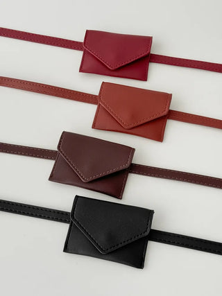 Letter Pocket Slim Leather Belt Bag