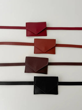 Letter Pocket Slim Leather Belt Bag