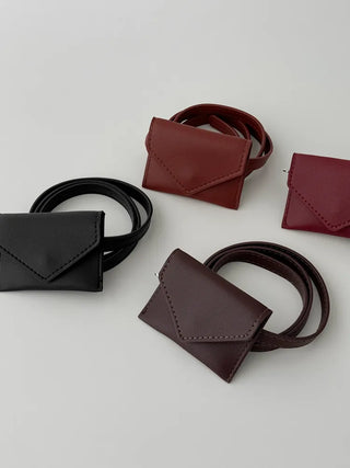 Letter Pocket Slim Leather Belt Bag