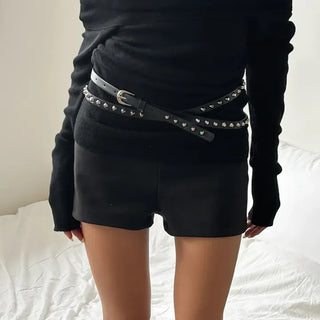 To The D Cross Studded Leather Belt