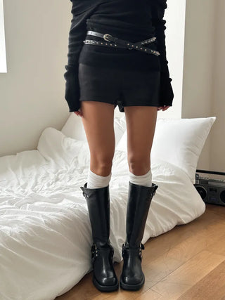 To The D Cross Studded Leather Belt