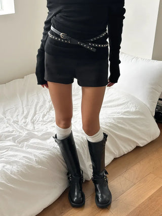 To The D Cross Studded Leather Belt