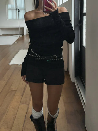 To The D Cross Studded Leather Belt