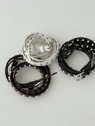 To The D Cross Studded Leather Belt