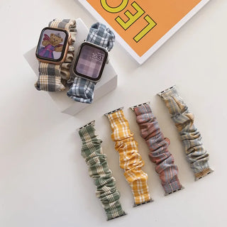 Checkered Shirred Scrunchie Smartwatch 38mm 40mm 41mm Strap
