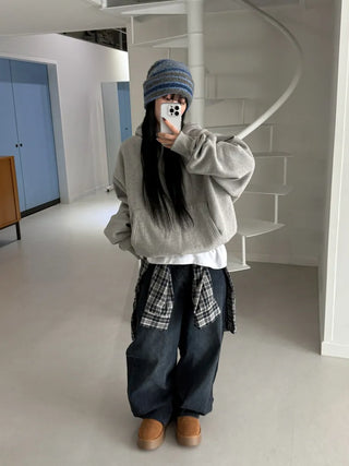 Double Sirui Striped Knit Beanie Hat