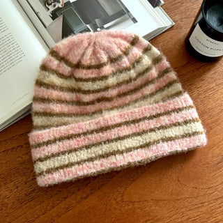 Double Sirui Striped Knit Beanie Hat