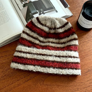Double Sirui Striped Knit Beanie Hat