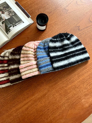Double Sirui Striped Knit Beanie Hat