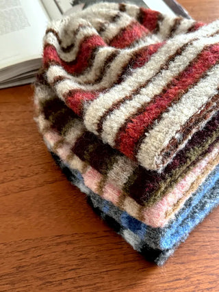 Double Sirui Striped Knit Beanie Hat