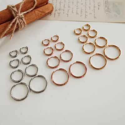 Surgical Steel Non-tarnishing One-Touch Rose Gold Gold Silver Ring Earrings Piercings Part 2