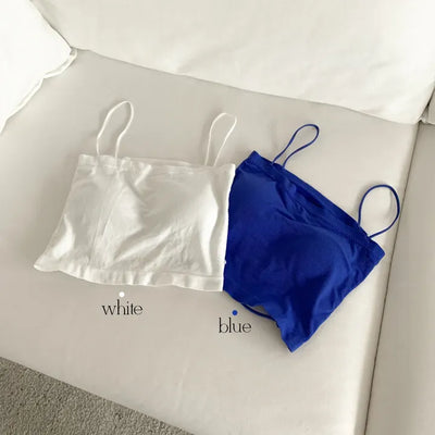 Square Backless Crop Strap Sleeveless Summer Swag Show Waterbomb Festival Sleeveless Bralette Blue Sleeveless