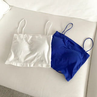 Square Backless Crop Strap Sleeveless Summer Swag Show Waterbomb Festival Sleeveless Bralette Blue Sleeveless