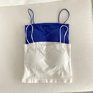 Square Backless Crop Strap Sleeveless Summer Swag Show Waterbomb Festival Sleeveless Bralette Blue Sleeveless
