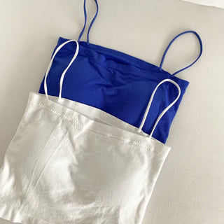 Square Backless Crop Strap Sleeveless Summer Swag Show Waterbomb Festival Sleeveless Bralette Blue Sleeveless