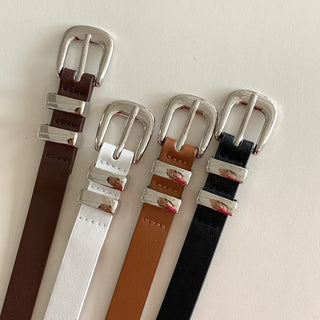 Cinus Silver Daily Simple Leather Belt
