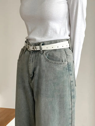 Cinus Silver Daily Simple Leather Belt