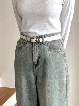 Cinus Silver Daily Simple Leather Belt