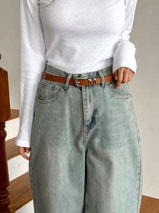 Cinus Silver Daily Simple Leather Belt