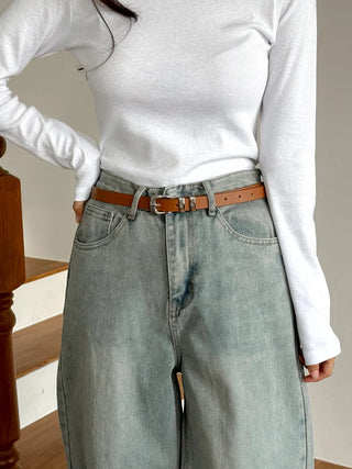 Cinus Silver Daily Simple Leather Belt