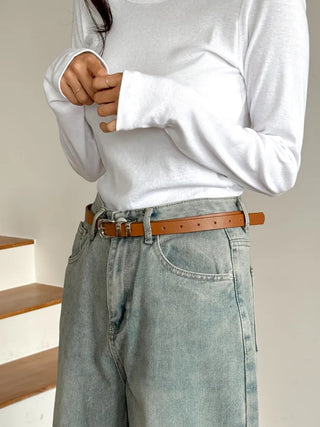 Cinus Silver Daily Simple Leather Belt