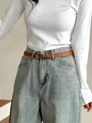 Cinus Silver Daily Simple Leather Belt