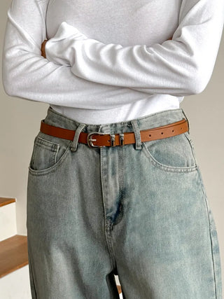 Cinus Silver Daily Simple Leather Belt