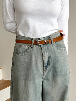 Cinus Silver Daily Simple Leather Belt