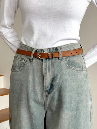 Cinus Silver Daily Simple Leather Belt