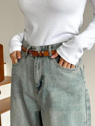 Cinus Silver Daily Simple Leather Belt