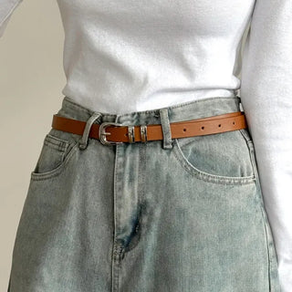 Cinus Silver Daily Simple Leather Belt