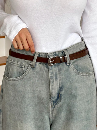 Cinus Silver Daily Simple Leather Belt