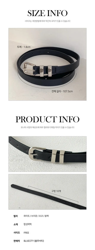 Cinus Silver Daily Simple Leather Belt