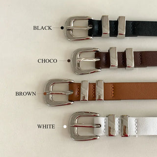 Cinus Silver Daily Simple Leather Belt