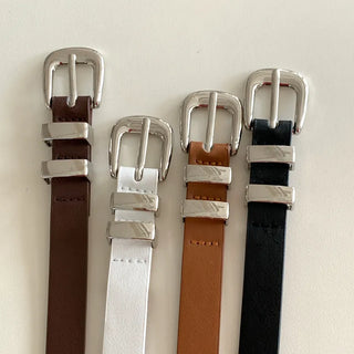 Cinus Silver Daily Simple Leather Belt