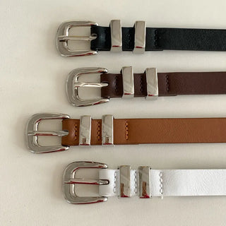 Cinus Silver Daily Simple Leather Belt