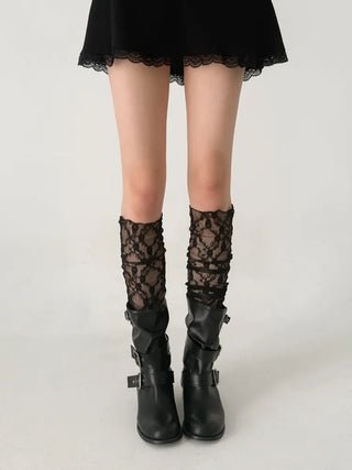 Rose Vine Lace Flower Pattern Long Knee Socks