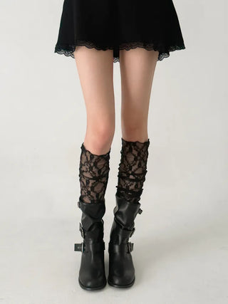 Rose Vine Lace Flower Pattern Long Knee Socks