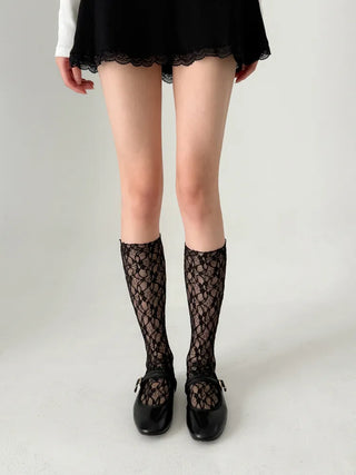 Sweets Flower Lace Pattern Knee-high Long Socks